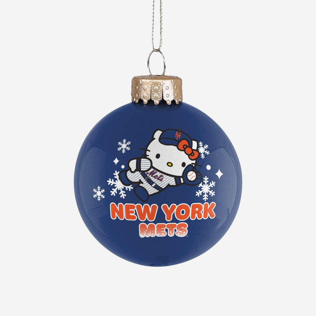New York Mets Hello Kitty® Glass Ball Ornament FOCO - FOCO.com