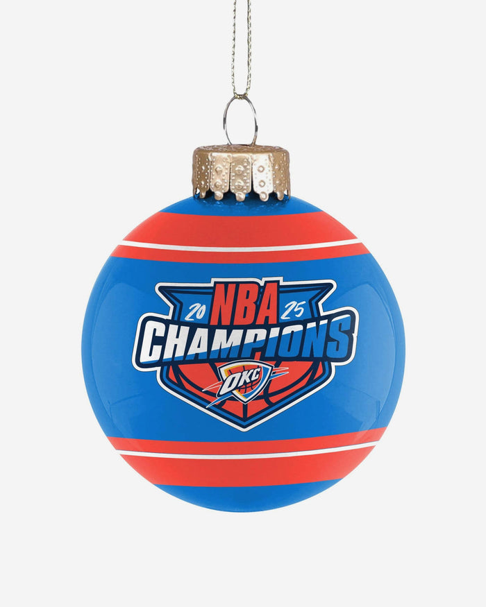 Oklahoma City Thunder 2025 NBA Champions Glass Ball Ornament FOCO - FOCO.com