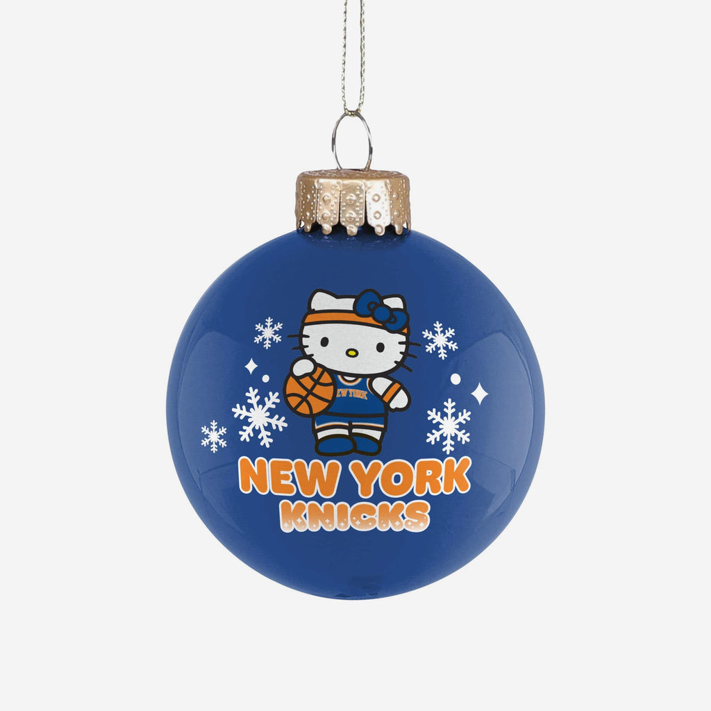New York Knicks Hello Kitty® Glass Ball Ornament FOCO - FOCO.com