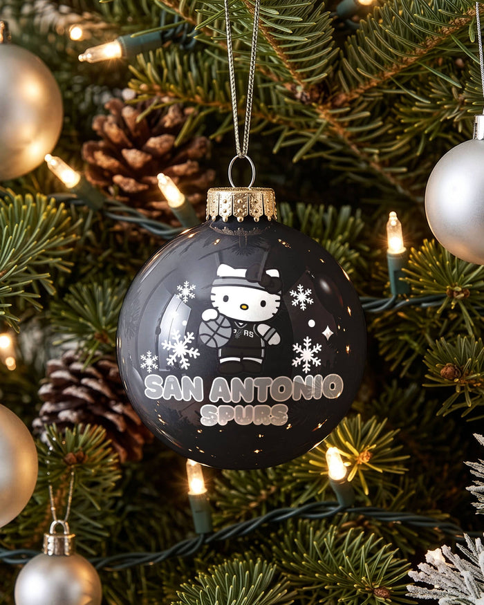 San Antonio Spurs Hello Kitty® Glass Ball Ornament FOCO - FOCO.com