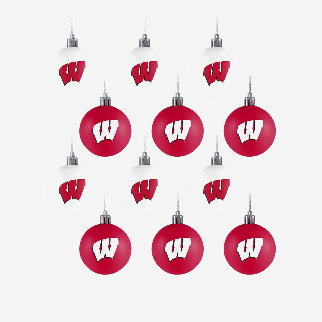 Wisconsin Badgers 12 Pack Ball Ornament Set Foco - FOCO.com