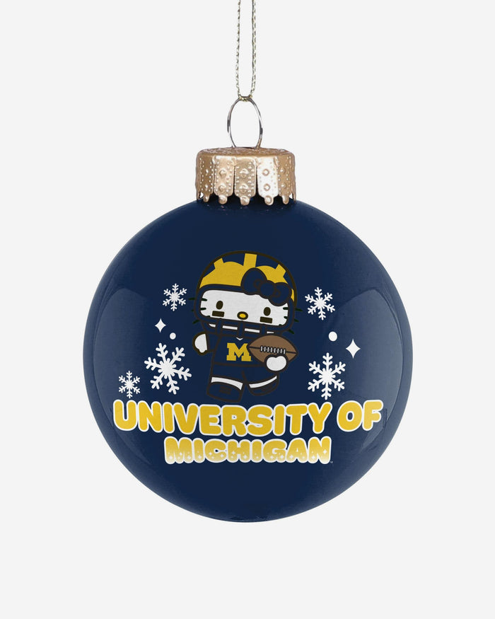 Michigan Wolverines Hello Kitty® Glass Ball Ornament FOCO - FOCO.com