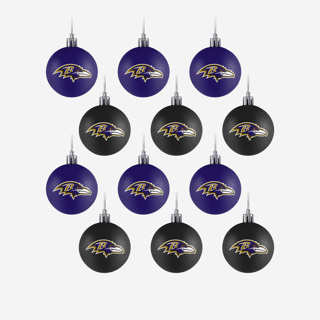 Baltimore Ravens 12 Pack Ball Ornament Set FOCO - FOCO.com