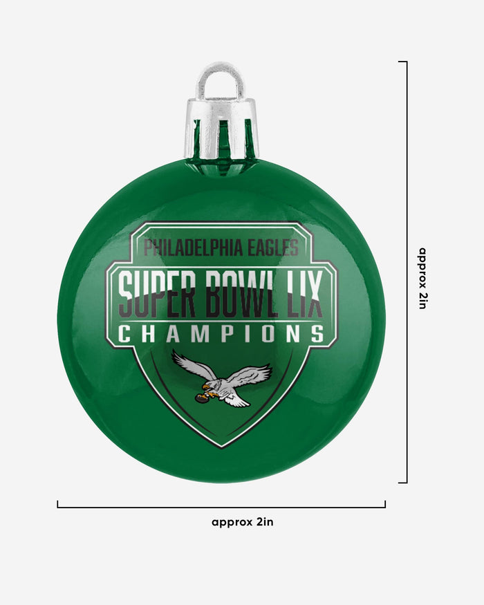 Philadelphia Eagles Super Bowl LIX Champions Kelly Green 12 Pack Plastic Ball Ornament Set FOCO - FOCO.com