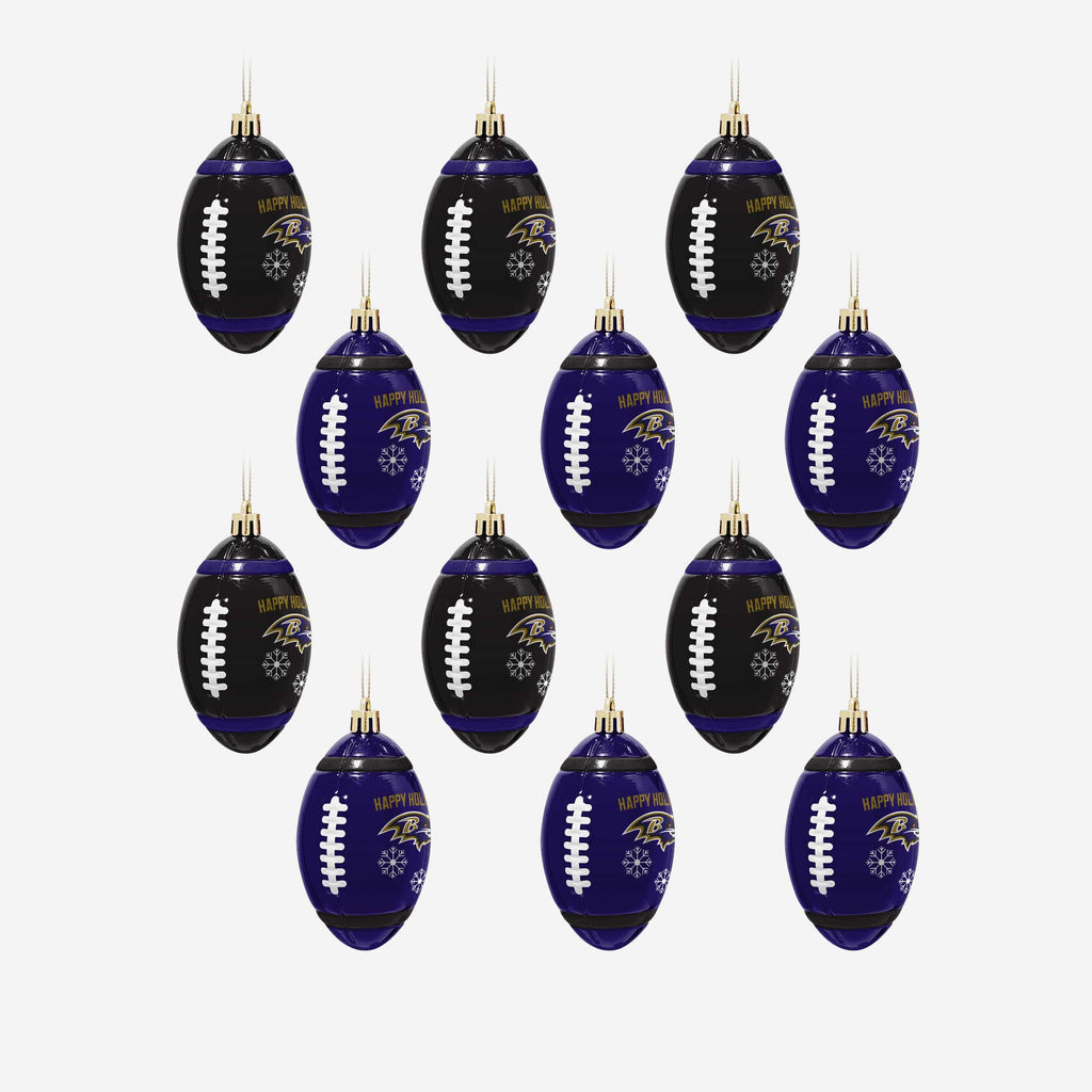 Baltimore Ravens 12 Pack Football Ornament Set FOCO - FOCO.com