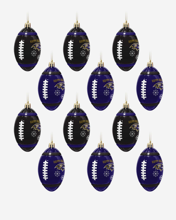 Baltimore Ravens 12 Pack Football Ornament Set FOCO - FOCO.com