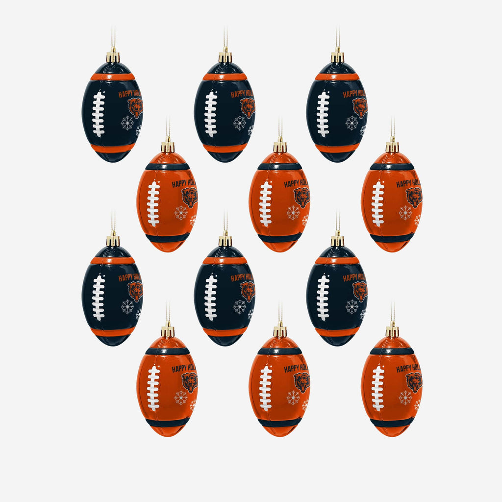 Chicago Bears 12 Pack Football Ornament Set FOCO - FOCO.com