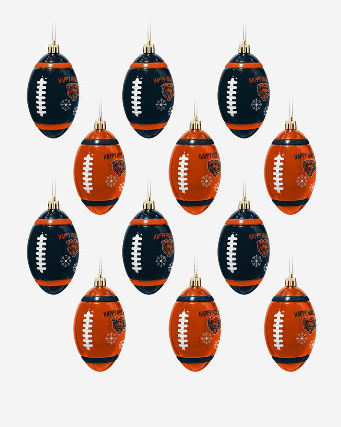 Chicago Bears 12 Pack Football Ornament Set FOCO - FOCO.com