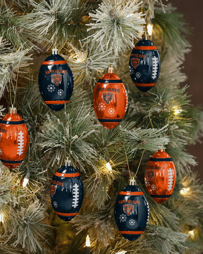 Chicago Bears 12 Pack Football Ornament Set FOCO - FOCO.com