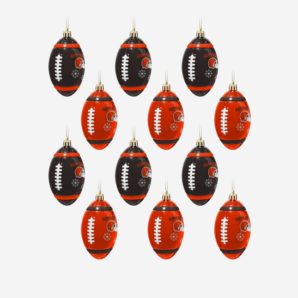 Cleveland Browns 12 Pack Football Ornament Set FOCO - FOCO.com