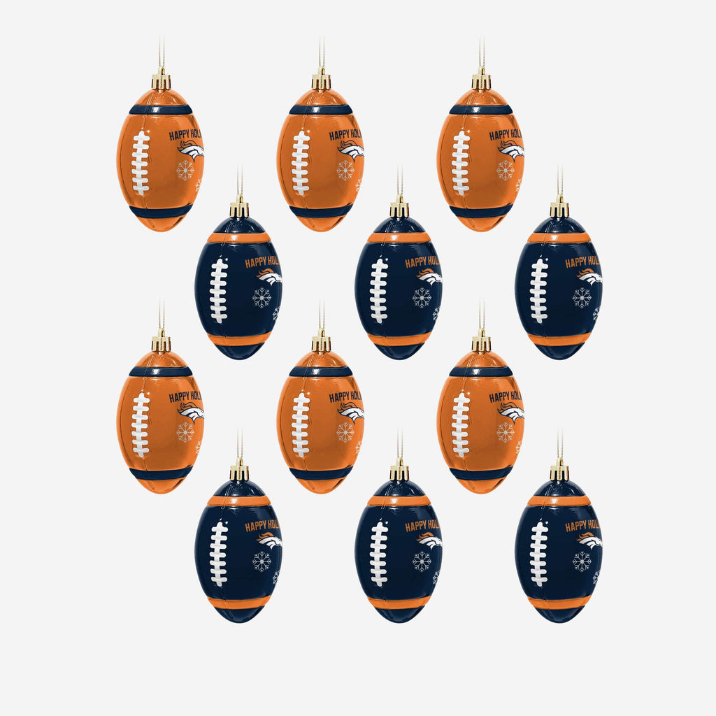 Denver Broncos 12 Pack Football Ornament Set FOCO - FOCO.com