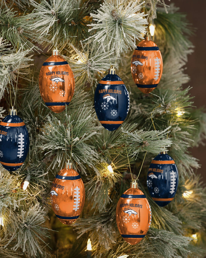 Denver Broncos 12 Pack Football Ornament Set FOCO - FOCO.com