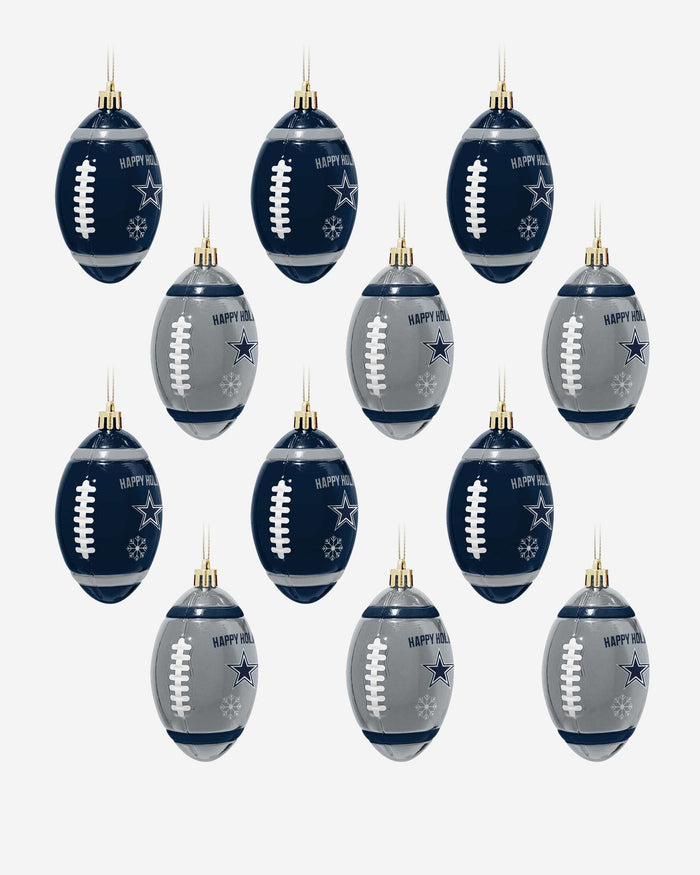 Dallas Cowboys 12 Pack Football Ornament Set FOCO - FOCO.com