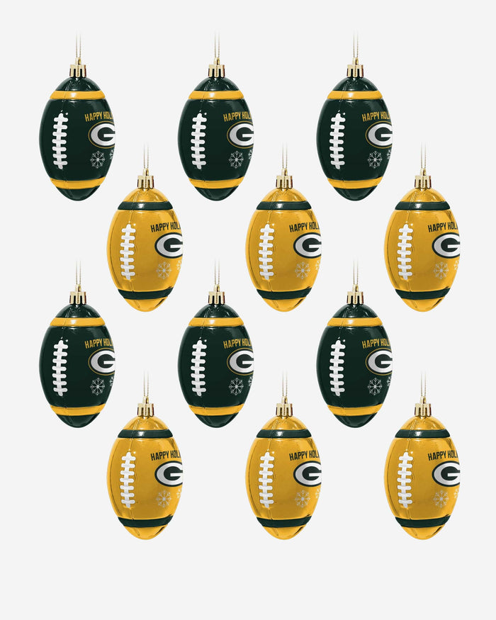 Green Bay Packers 12 Pack Football Ornament Set FOCO - FOCO.com