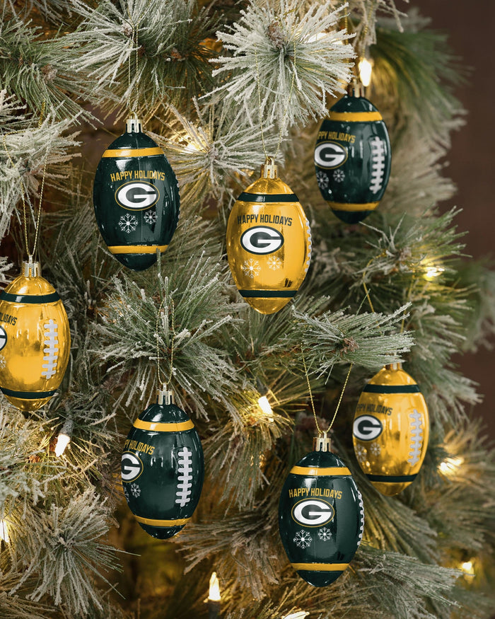 Green Bay Packers 12 Pack Football Ornament Set FOCO - FOCO.com