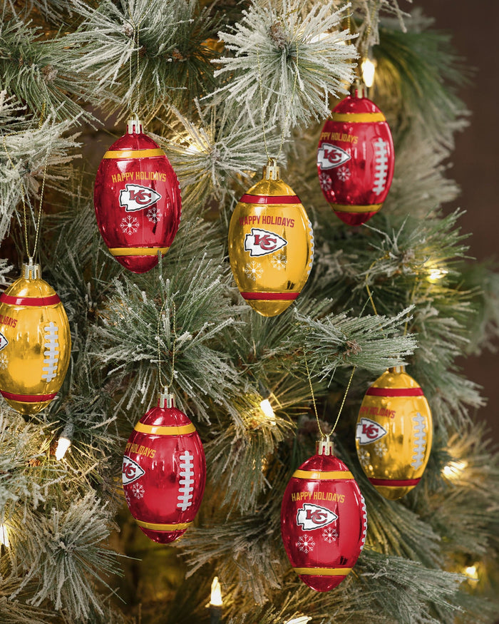 Kansas City Chiefs 12 Pack Football Ornament Set FOCO - FOCO.com