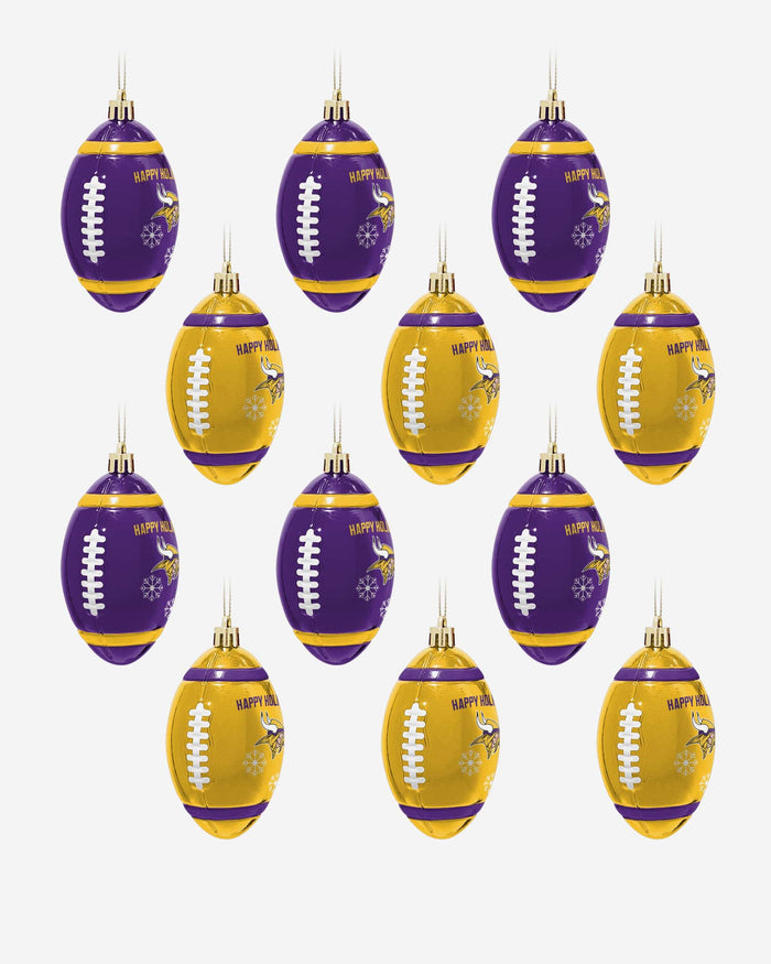 Minnesota Vikings 12 Pack Football Ornament Set FOCO - FOCO.com