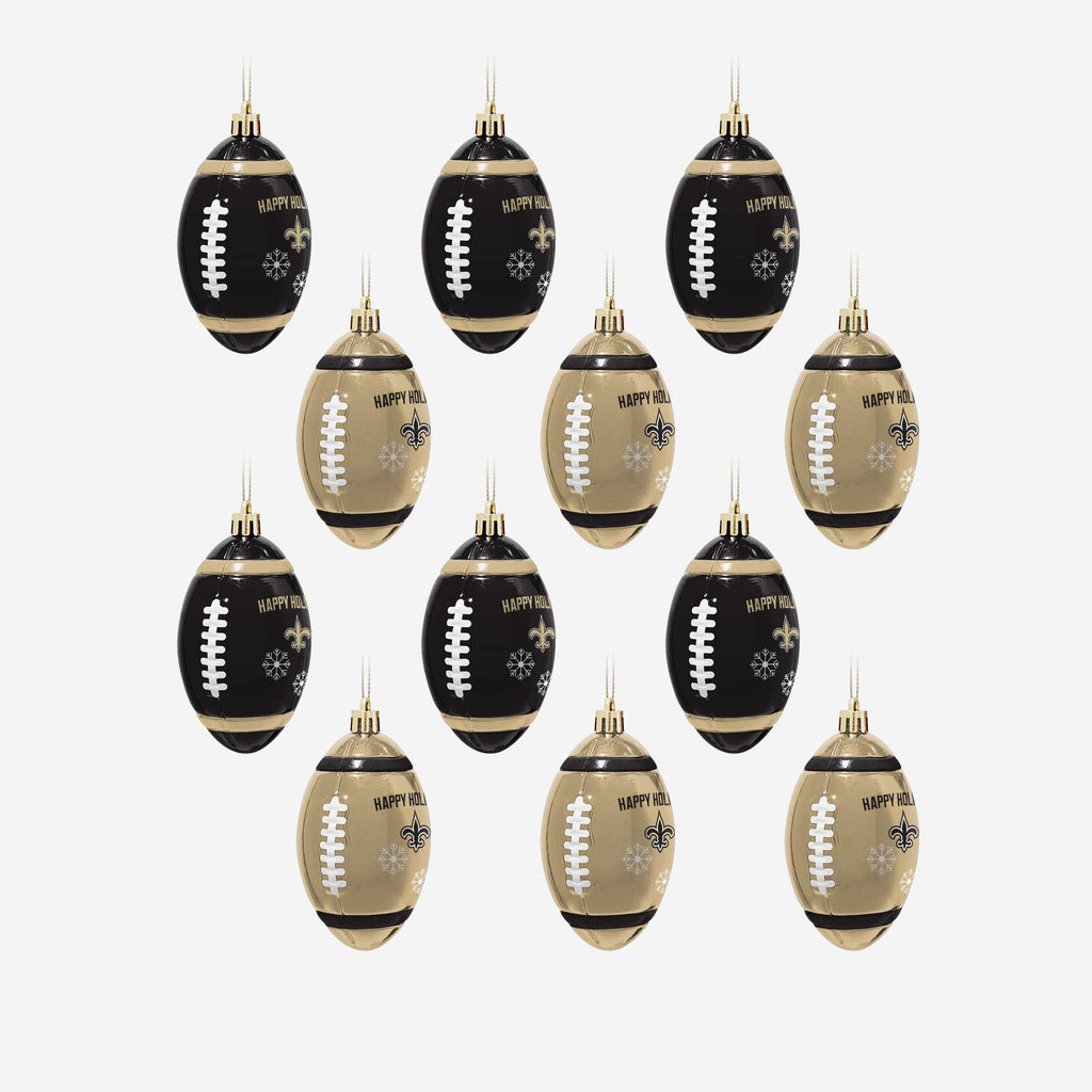 New Orleans Saints 12 Pack Football Ornament Set FOCO - FOCO.com