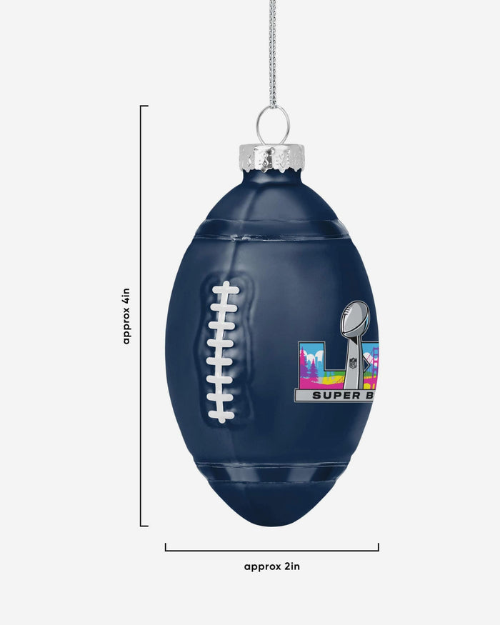Seattle Seahawks Super Bowl LX Champions Blown Glass Football Ornament FOCO - FOCO.com
