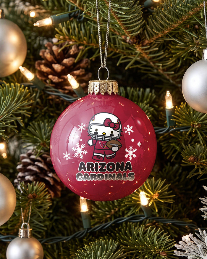 Arizona Cardinals Hello Kitty® Glass Ball Ornament FOCO - FOCO.com