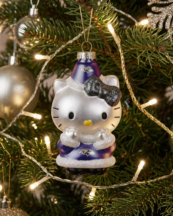 Baltimore Ravens Hello Kitty® Glitter Ornament FOCO - FOCO.com