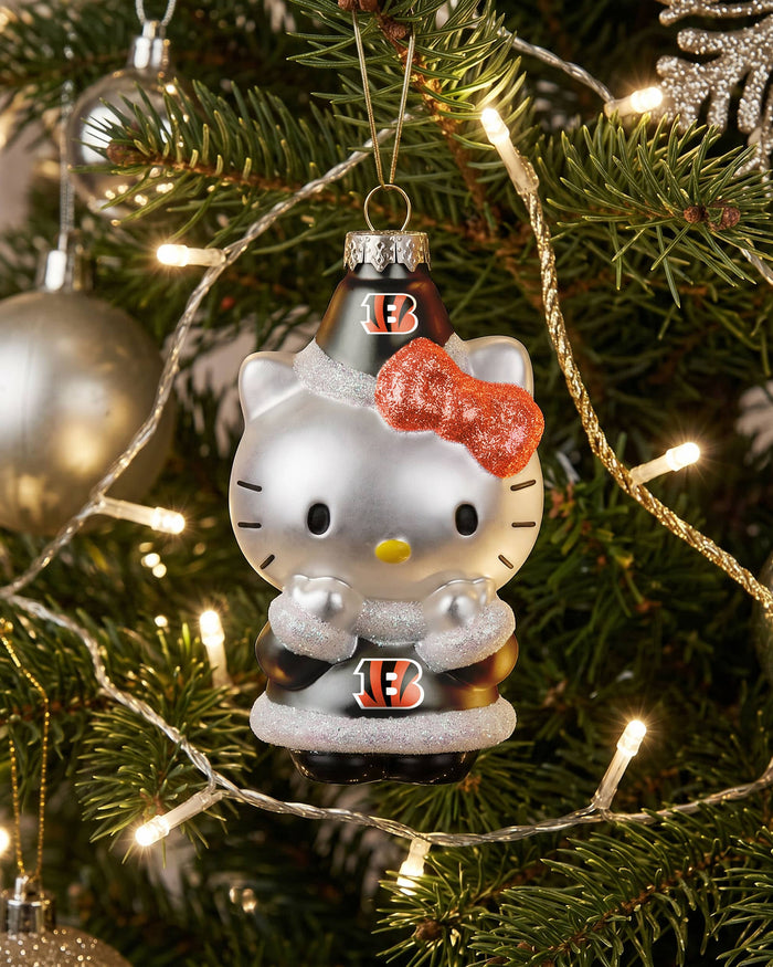Cincinnati Bengals Hello Kitty® Glitter Ornament FOCO - FOCO.com