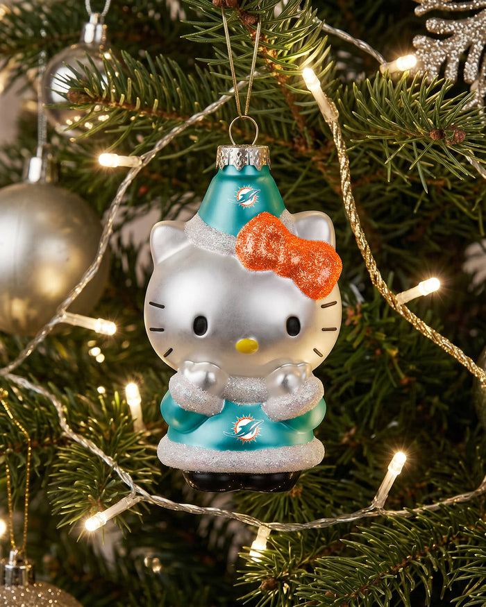 Miami Dolphins Hello Kitty® Glitter Ornament FOCO - FOCO.com