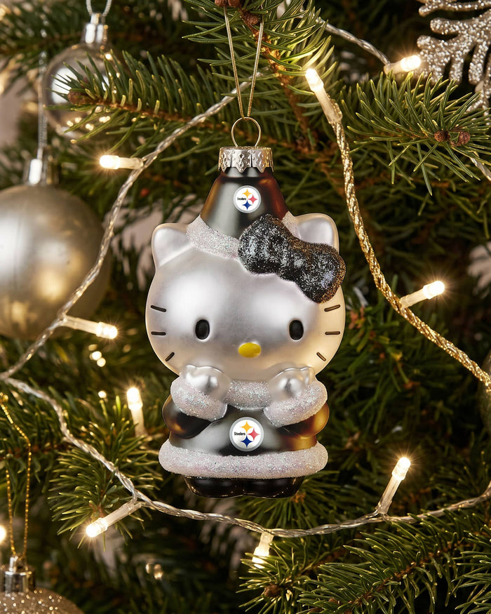 Pittsburgh Steelers Hello Kitty® Glitter Ornament FOCO - FOCO.com