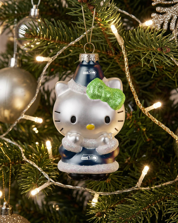 Seattle Seahawks Hello Kitty® Glitter Ornament FOCO - FOCO.com