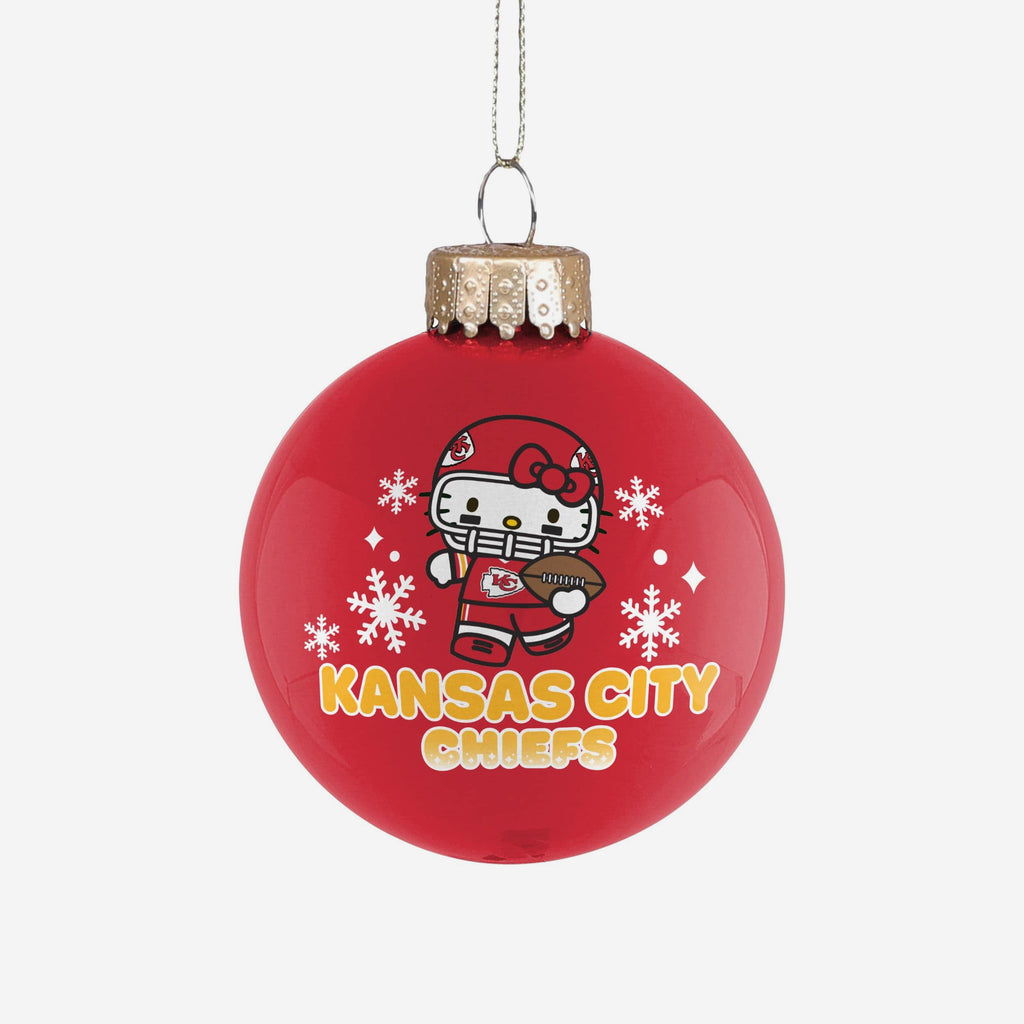 Kansas City Chiefs Hello Kitty® Glass Ball Ornament FOCO - FOCO.com