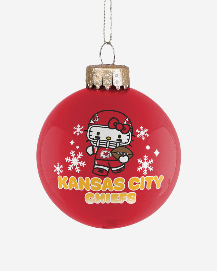 Kansas City Chiefs Hello Kitty® Glass Ball Ornament FOCO - FOCO.com