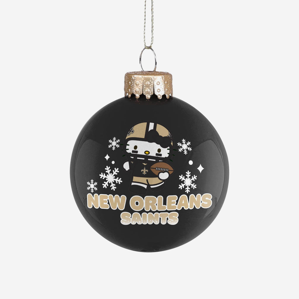 New Orleans Saints Hello Kitty® Glass Ball Ornament FOCO - FOCO.com