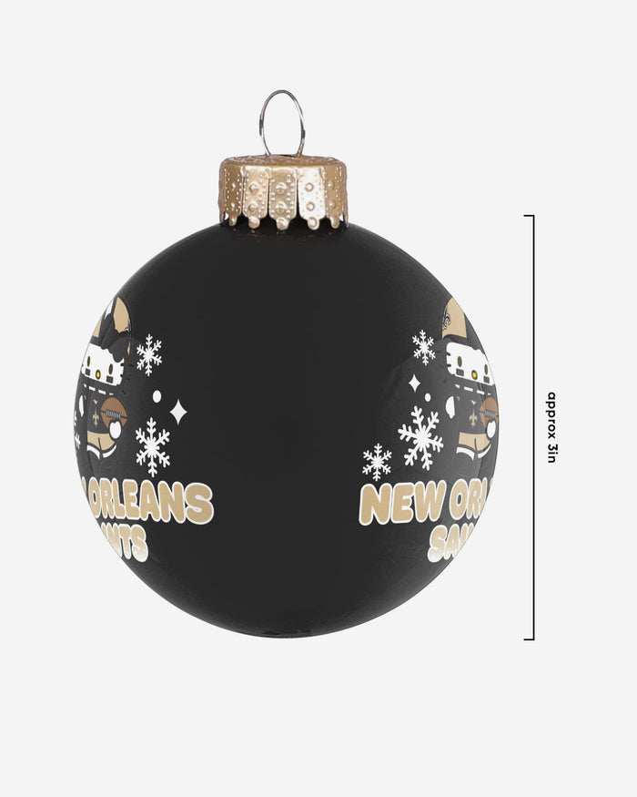 New Orleans Saints Hello Kitty® Glass Ball Ornament FOCO - FOCO.com