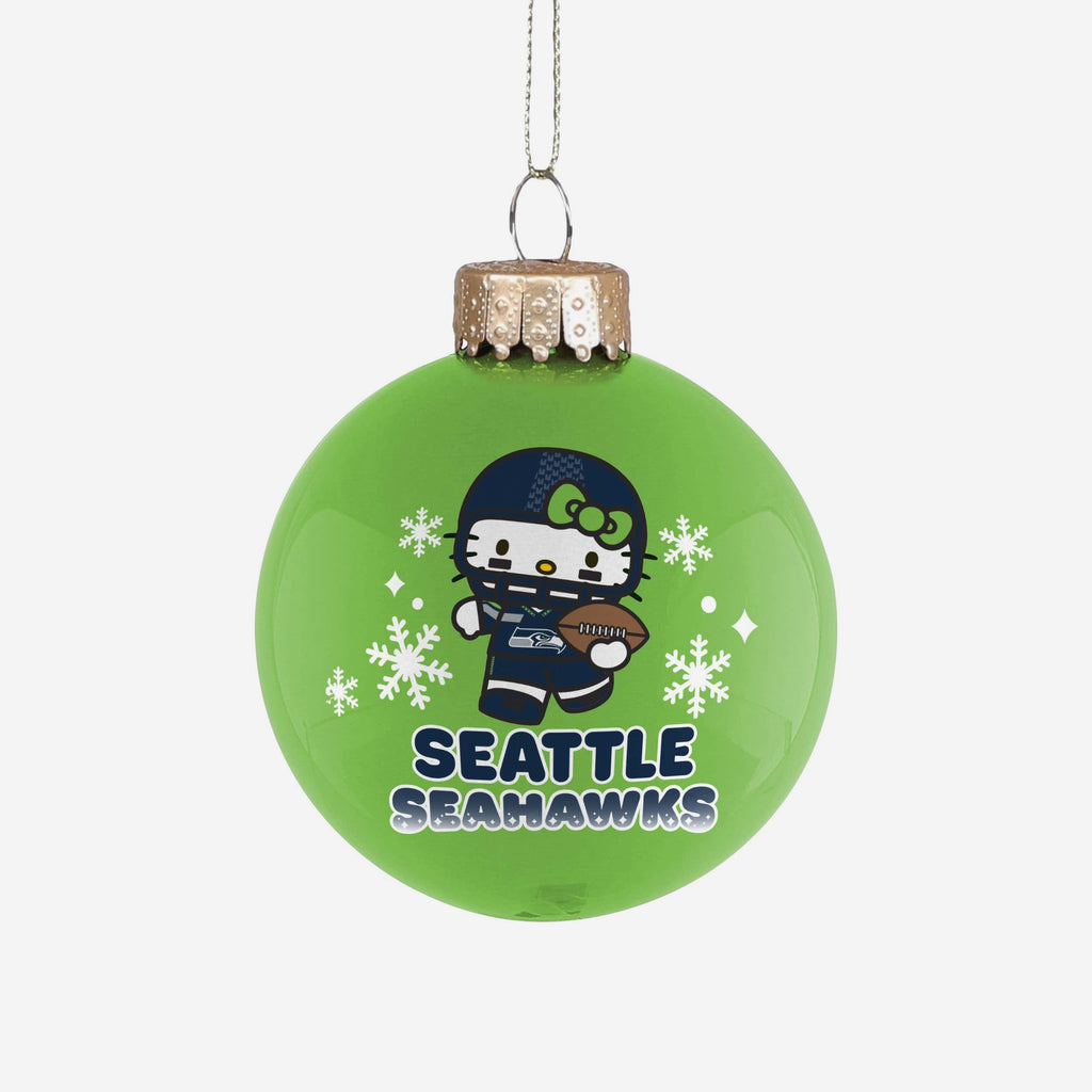 Seattle Seahawks Hello Kitty® Glass Ball Ornament FOCO - FOCO.com