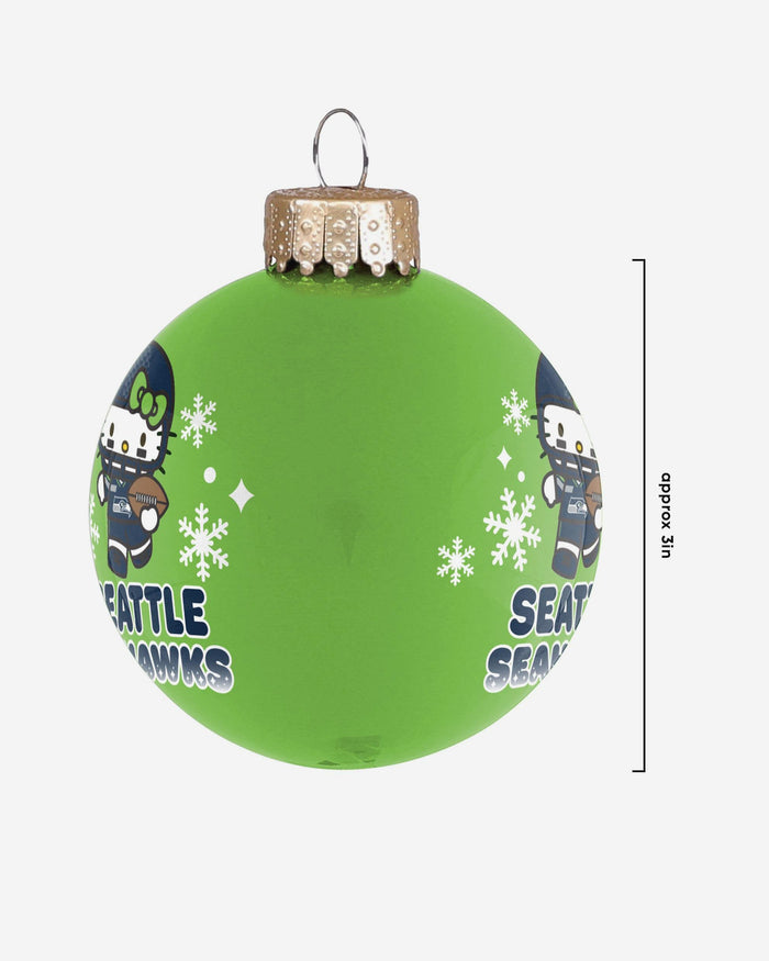 Seattle Seahawks Hello Kitty® Glass Ball Ornament FOCO - FOCO.com