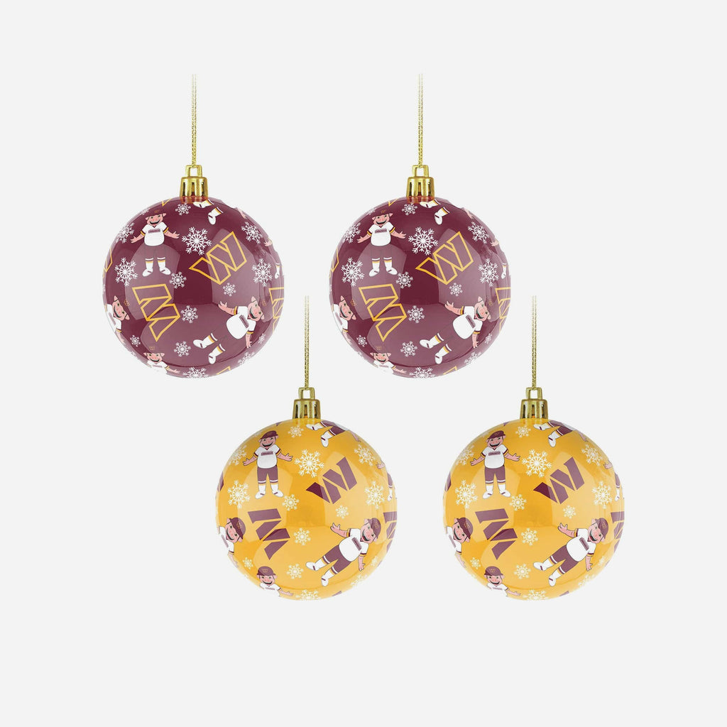 Washington Commanders 4 Pack Ball Mascot Ornament Set FOCO - FOCO.com