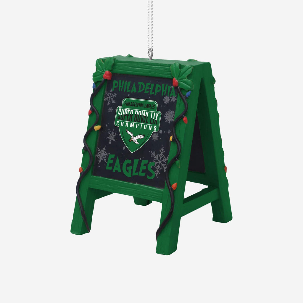 Philadelphia Eagles Super Bowl LIX Champions Kelly Green Chalkboard Easel Ornament FOCO - FOCO.com