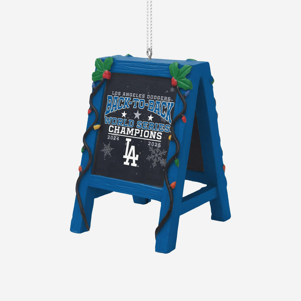 Los Angeles Dodgers 2025 Back To Back World Series Champions Chalkboard Easel Ornament FOCO - FOCO.com