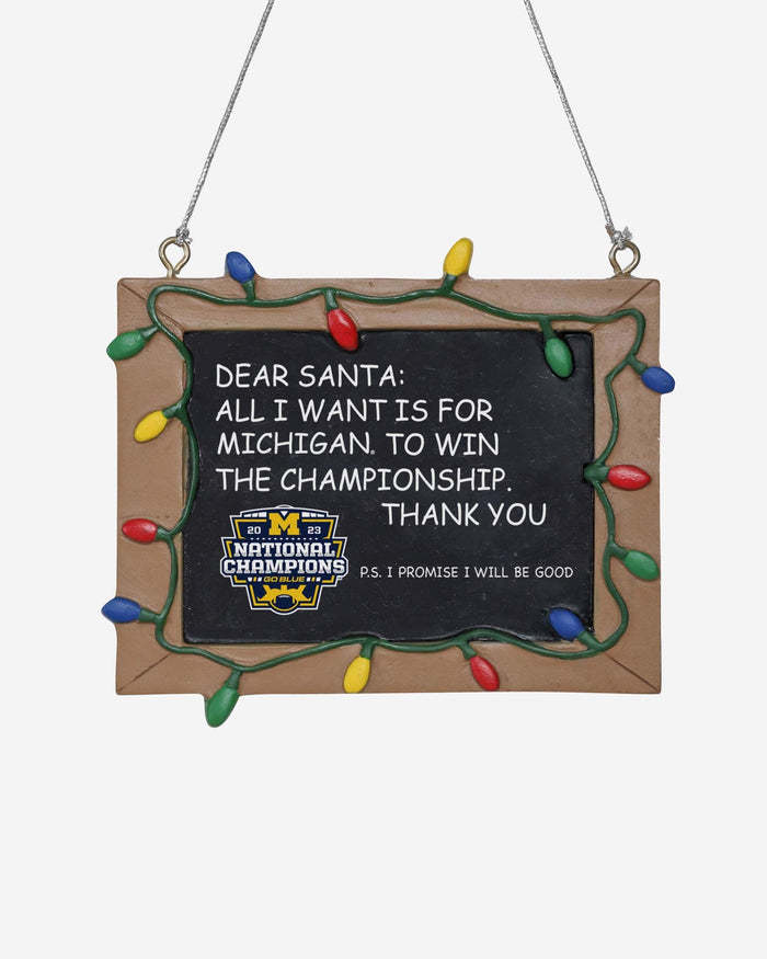 Michigan Wolverines 2023 Football National Champions Chalkboard Sign Ornament FOCO - FOCO.com