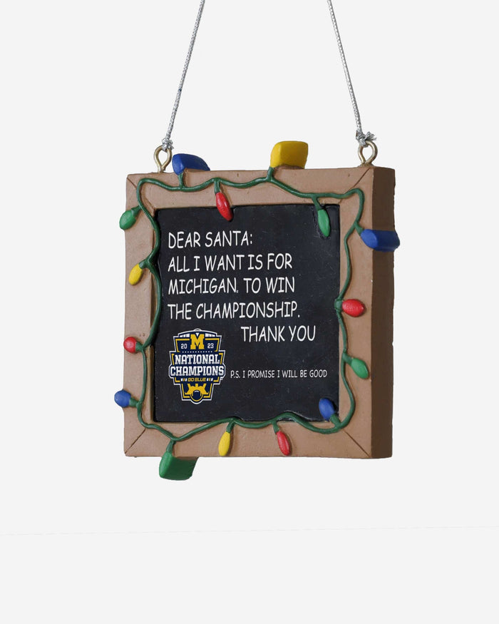 Michigan Wolverines 2023 Football National Champions Chalkboard Sign Ornament FOCO - FOCO.com