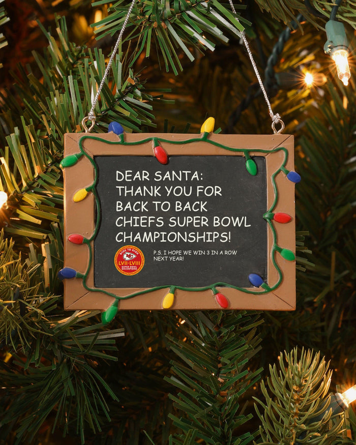 Kansas City Chiefs Super Bowl LVIII Champions Resin Chalkboard Sign Ornament FOCO - FOCO.com