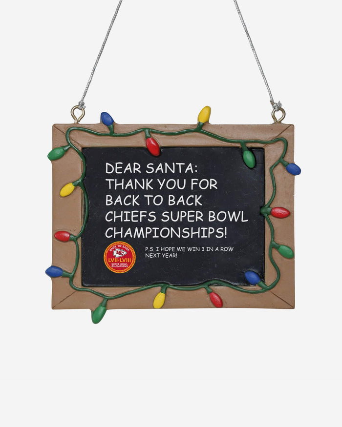 Kansas City Chiefs Super Bowl LVIII Champions Resin Chalkboard Sign Ornament FOCO - FOCO.com