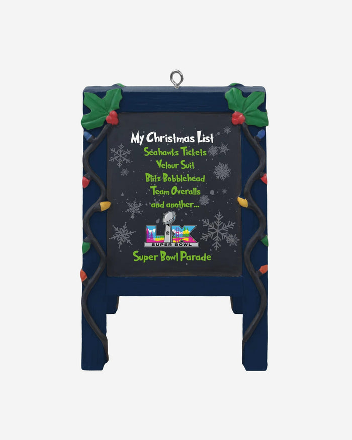 Seattle Seahawks Super Bowl LX Champions Chalkboard Easel Ornament FOCO - FOCO.com