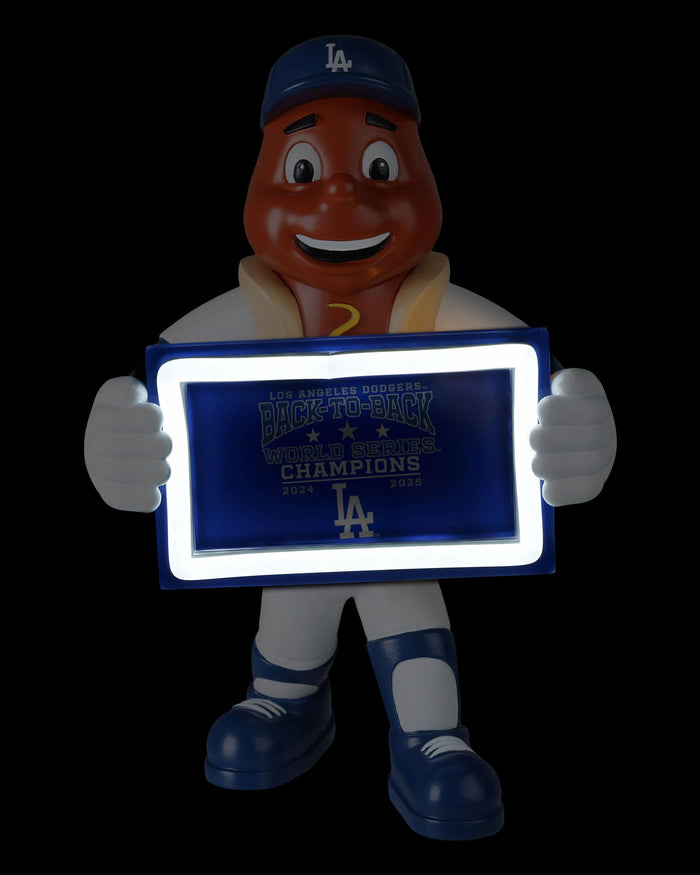 Los Angeles Dodgers 2025 Back To Back World Series Champions Mascot Holding Neon Sign FOCO - FOCO.com