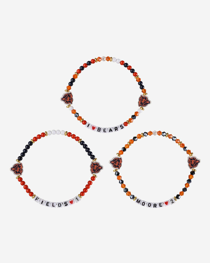 Justin Fields & DJ Moore Chicago Bears 3 Pack Player Friendship Bracelet FOCO - FOCO.com