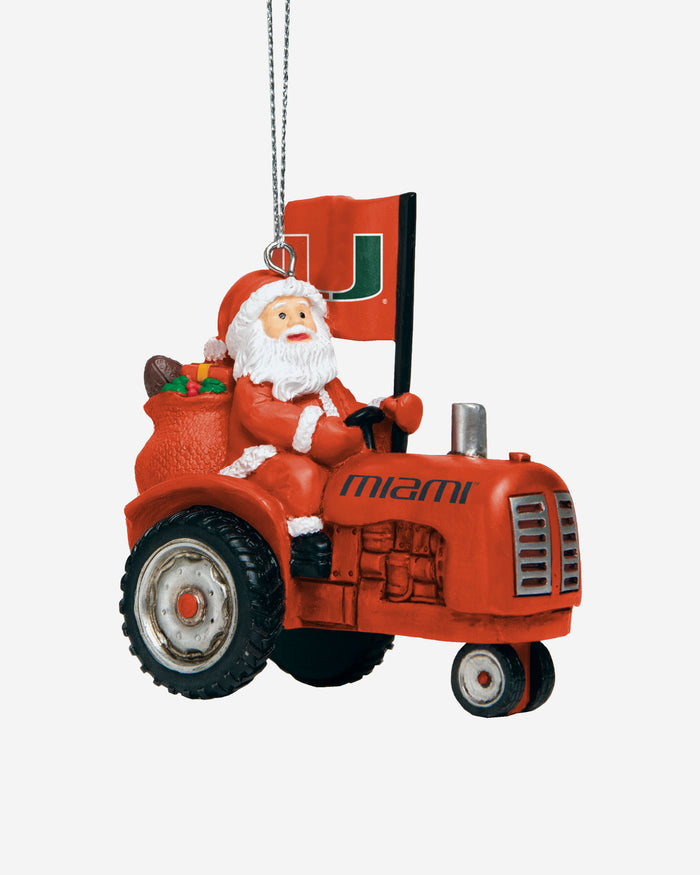 Miami Hurricanes Santa Riding Tractor Ornament FOCO - FOCO.com