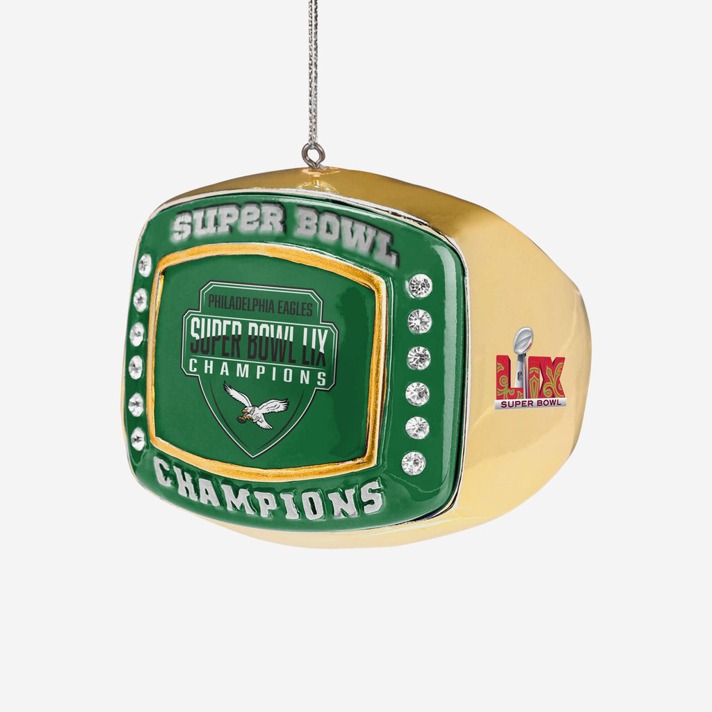 Philadelphia Eagles Super Bowl LIX Champions Kelly Green Ring Ornament FOCO - FOCO.com