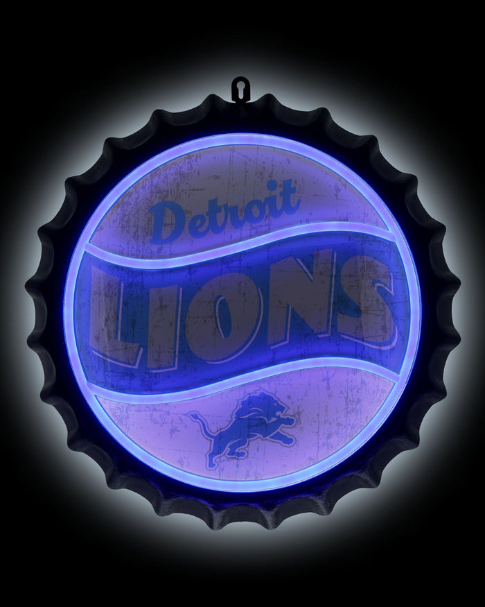 Detroit Lions LED Neon Backlit Bottle Cap Wall Sign FOCO - FOCO.com