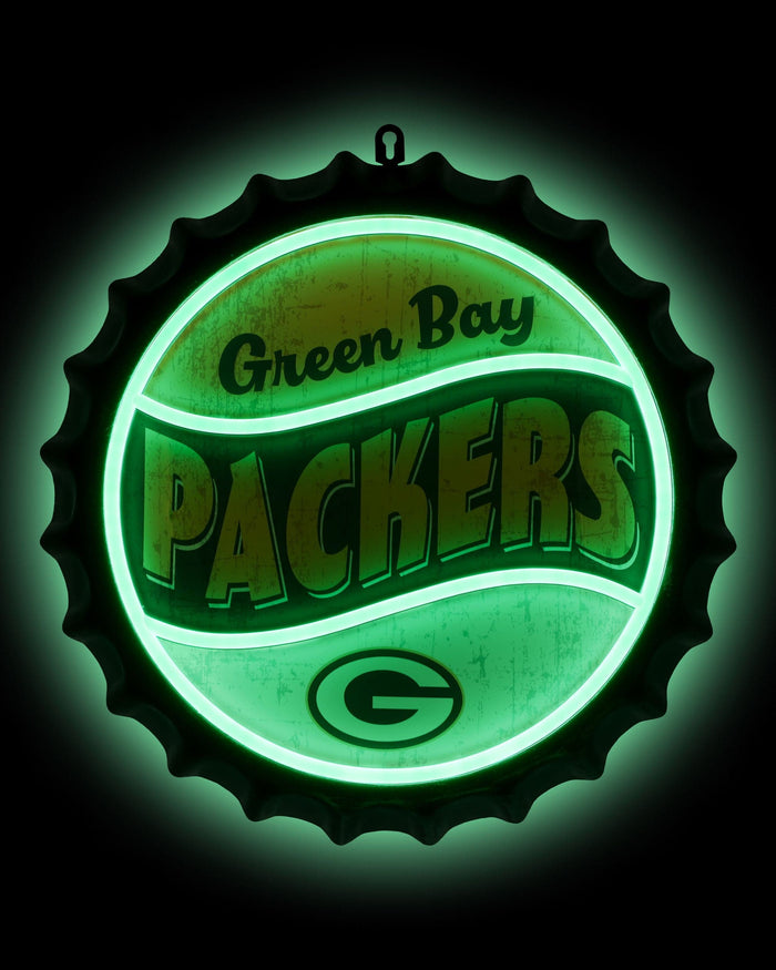 Green Bay Packers LED Neon Backlit Bottle Cap Wall Sign FOCO - FOCO.com