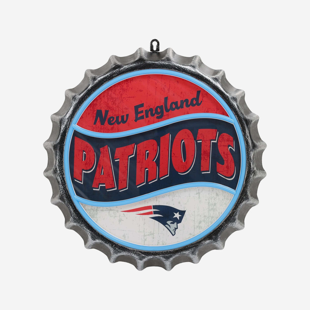 New England Patriots LED Neon Backlit Bottle Cap Wall Sign FOCO - FOCO.com